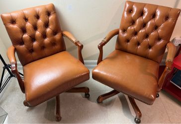Hancock & Moore Custom Leather Executive Office Chairs – Set of 2