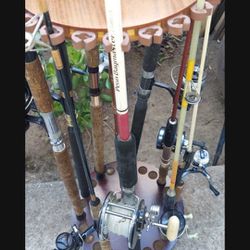 Fishing  Rod  Vintage Wooden Rack 
