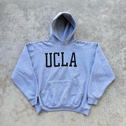 Vintage 90’s UCLA University Of California Los Angeles Sewn Embroidered Crewneck Gray Sweater Size Large