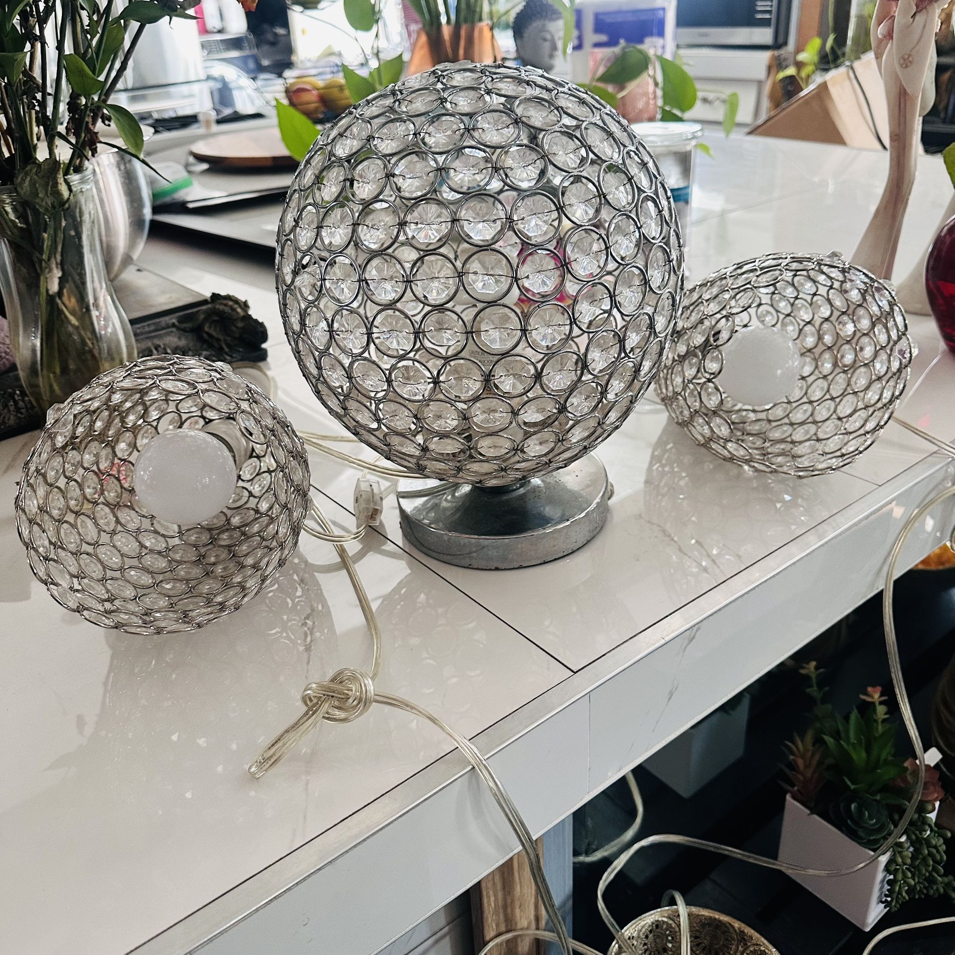 ♥️♥️ Three Beautiful Crystal Lamps♥️♥️