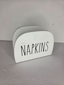 White Wooden Napkin Holder Rae Dunn Style Farmhouse Kitchen Decor