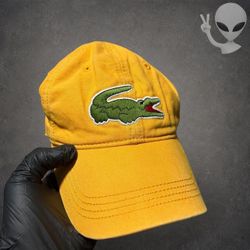 Lacoste Baseball Cap Unisex One Size Yellow Big Croc Logo Adjustable Strapback