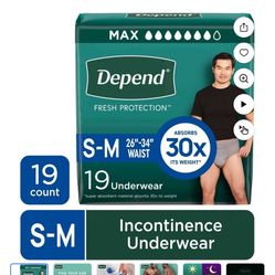 ADULT DIAPERS  S/M Depend Underwear