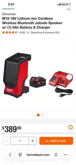 Milwaukee speaker with battery & charger