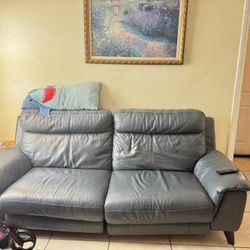 Leather Blue Couch 