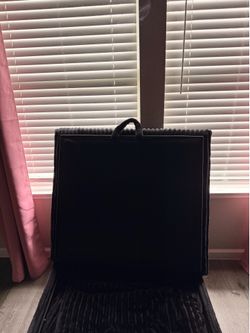 Corduroy black storage ottoman