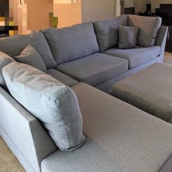 Brand New Grey Sectional Sofa Couch With Ottoman 
