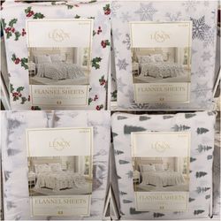 HUGE SALE! Lenox 6 Piece Flannel Sheet Set Available In Queen Or King Brand New 