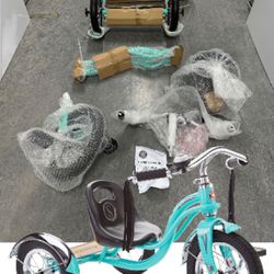 New Complete Schwinn Roadster Bike Tricycle Bell Tassels Rear Deck Teal Ages 2 3 4