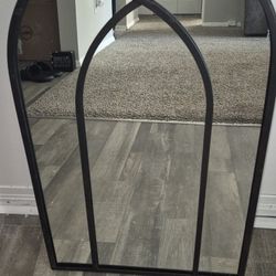 Rustic Metal Arched Cathedral Window Mirror Decor, Has Some Weight To It. Great Condition $10