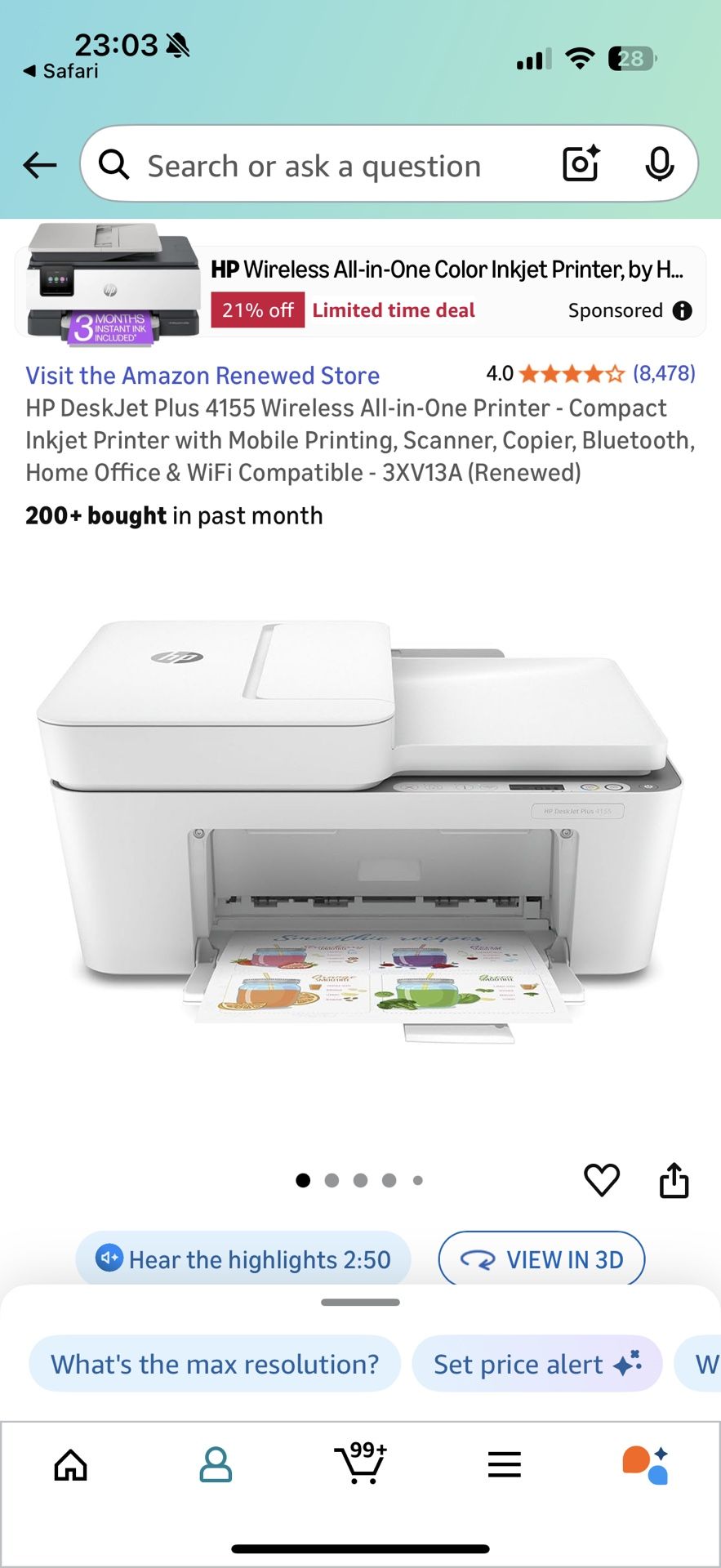 🖨️ HP DeskJet Plus 4155 Wireless All-in-One Printer – Great Condition