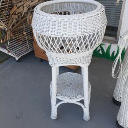  Large White Wicker Plant Stand