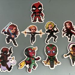Marvel Sticker Set Dead Pool Vision Captain Marvel Black Widow  Scarlet Witch Etc