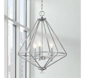 Chrome Geometric Cage Chandelier 4-Light