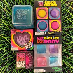 5 Schylling Needoh (Teenie Nice Ice, Teenie Color Change, Heart, XL Nice Berg, Fuzzball) LOT