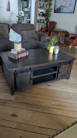 Distressed Solid Wood Farm Door Coffee Table World Market Style