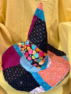 Halloween reversible patchwork witches hat