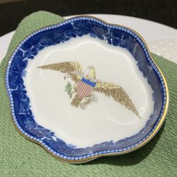 Vintage  Mottahedeh Service Tray Features Diplomatic American Eagle and Gold Gilded Rim