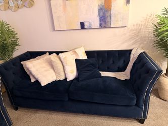 Navy blue couch long couch