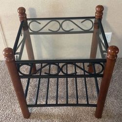 Wooden, Glass, And Metal Table 