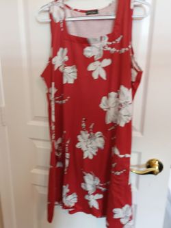 Red Floral Sleeveless Summer Dress
