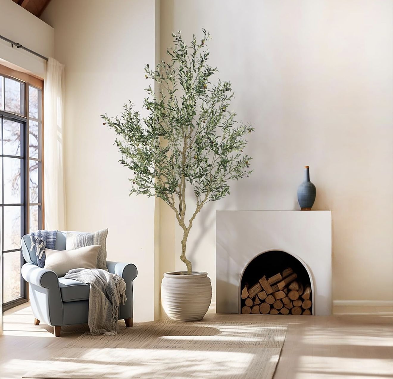 New Tall Faux Olive Tree,9ft(108in) Realistic Potted Silk Artificial Olive Tree, Fake Olive Trees