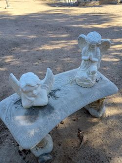 2 Heavy Angel Cement Decor For Sale