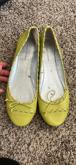 Marc Fisher Yellow-Green Leather Ballet Flats