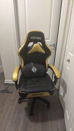 HOFFREE Black & Gold Gaming Chair –vibration