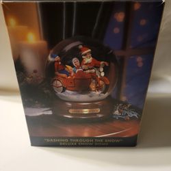 VTG HARLEY DAVIDSON MUSICAL SNOW GLOBE DASHING THROUGH THE SNOW SANTA