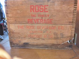 Vintage Rose "the family beverage" wooden crate