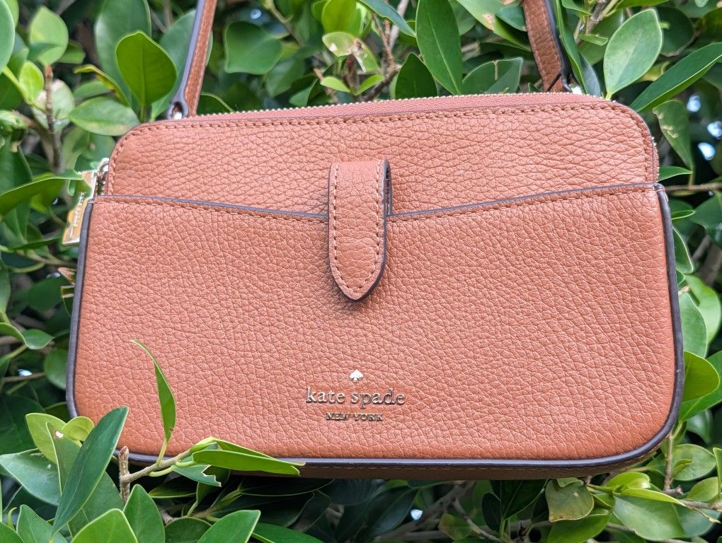 Kate Spade Leila Small Tab Crossbody Bag – Warm Gingerbread Pebbled Leather