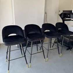 Black Velvet Bar Stools (set of 4)