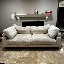 Cream Corduroy Deep Sofa $50