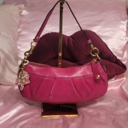 Coach Y2K Pink Pleated Leather Shoulder Bag 