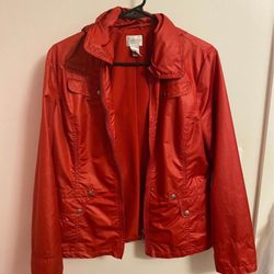 Red Vintage Chicos Size One Rain Jacket With Insulation, Good For Up North 