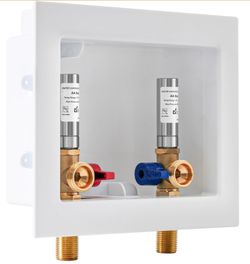SECKWHALE Washing Machine Outlet Box With Stainless Steel Water Hammer Arrestor, 1/2 Inch MIP&SWEAT X3/4 Inch MHT With Center Drain, Washer Faucet Rec