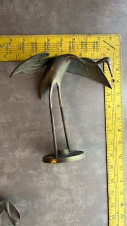 Brass Heron Bird Figurine on Base