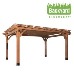 Backyard Discovery Beaumont 12-ft W x16-ft Lx 7-ft 8-in H Brown Wood Heavy Duty Freestanding Pergola