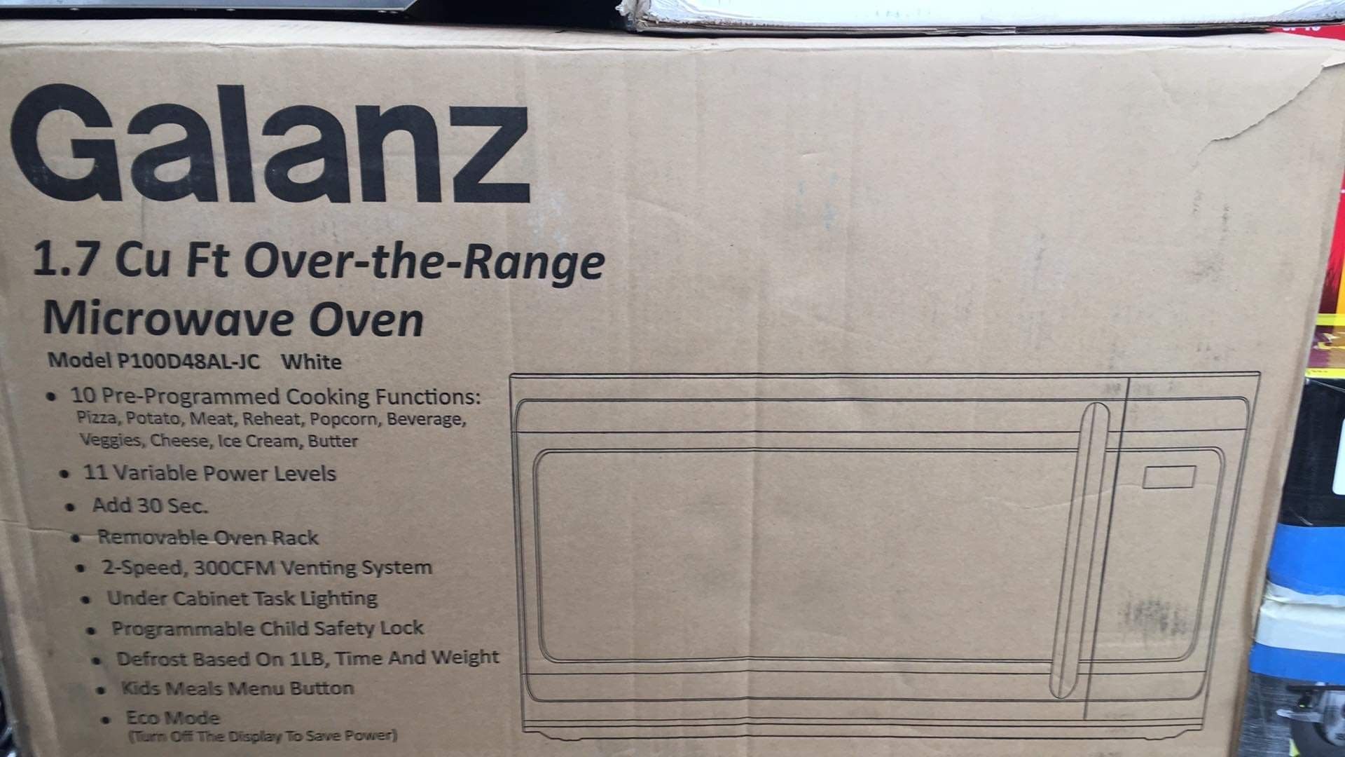 Galanz 1.7 over the range microwave oven white new