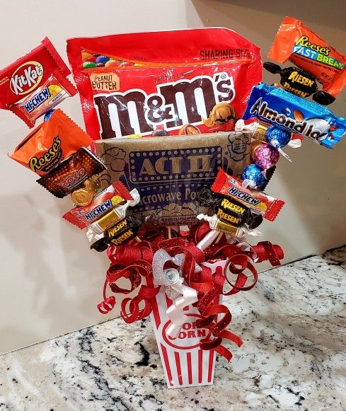 24in Valentine's Popcorn & Candy Arrangements $10 Each