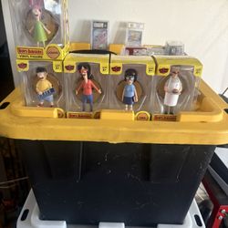 Bobs Burgers Full Set of CULTUREFLY Vinyl Figures, LINDA, BOB, TINA,GENE, LOUISE