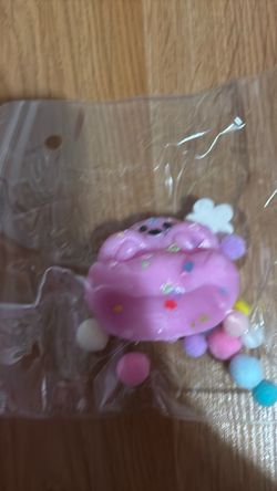 Pink squirrel Squishy Toy with Pom Poms