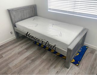 Twin Solid Wood Bed With Memory Foam Mattress $420