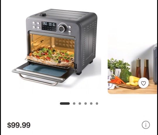 Sur La Table Kitchen Essentials 16qt Stainless Steel Air Fryer Oven with Steam Cool Gray: Digital Display, 1400W