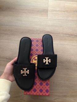 Tory Burch Black Crystal Slide Sandals