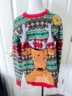 Ugly Christmas Sweater with Reindeer Graphic