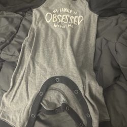 Baby Boy Grey Onesie Size 0-3 Months 