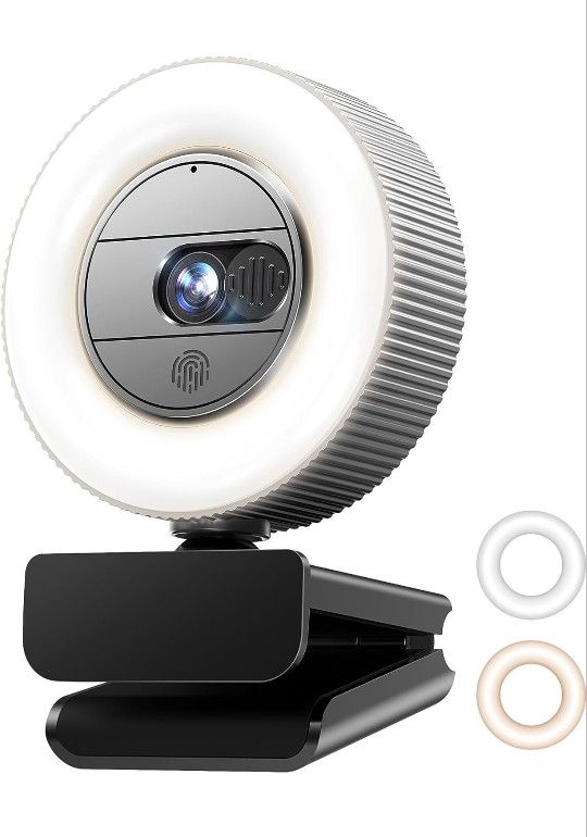 2K QHD Webcam with Sony Sensor and Built-in Ring Light, G910 Web Camera with Microphone and Privacy Cover, USB Plug&Play Computer Camera for PC/Laptop