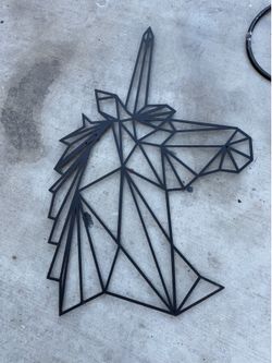 Geometric Metal Unicorn Wall Art